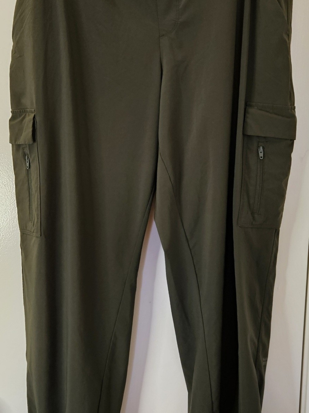 Women's Olive Cargo Pants with Zip Pockets